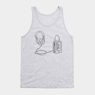 Portable Tape Player (Black Lines) Analog / Music Tank Top